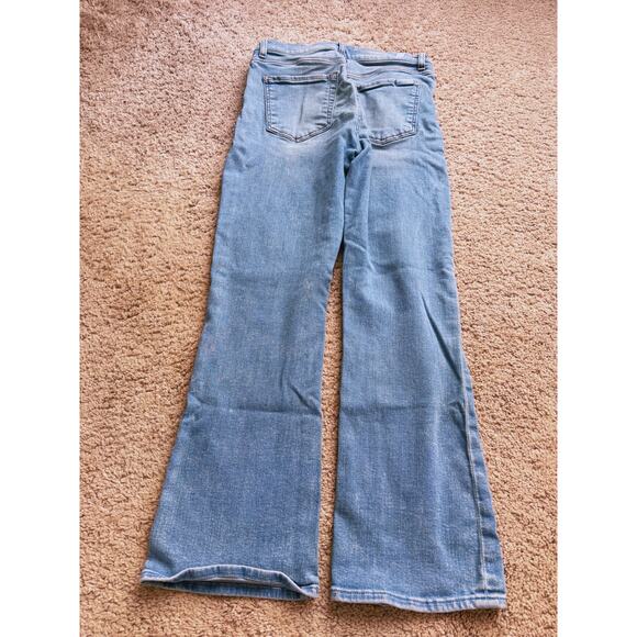 7 For All Mankind High Waist Slim Kick Flare Jeans Size 26 Light Wash Blue Fall - Picture 8 of 8